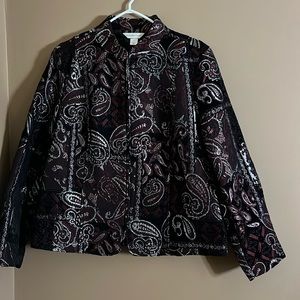 Carpet bag material jacket metallic textured
